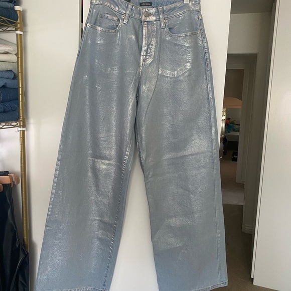 Wild Fable Metallic Silver High-Rise Wide Leg Jeans – Size 6/28 - Picture 6 of 9